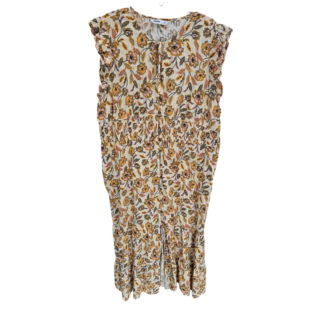Sonoma Goods For Life Floral Smocked Midi Dress Yellow‎ Pink 3X Plus Size Boho